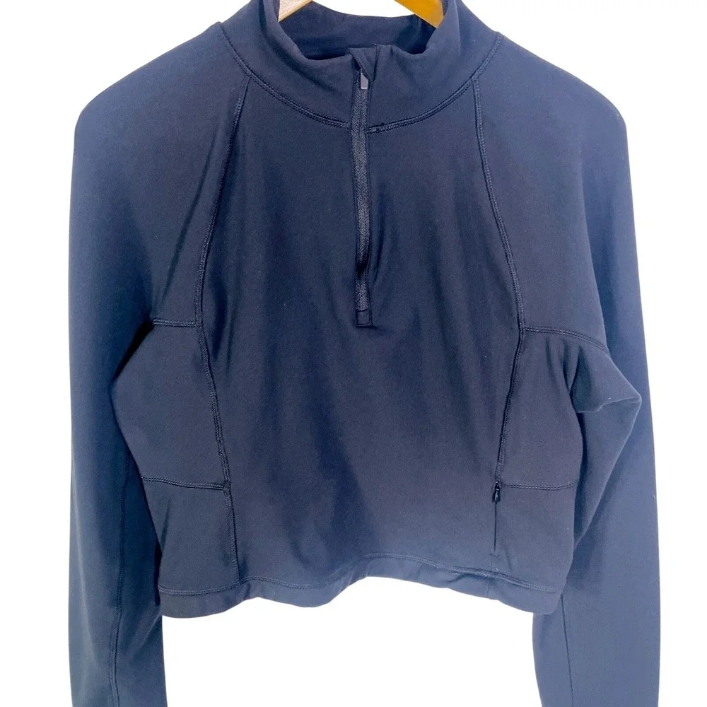 Yogalicious Compression Pullover Womens L Black Zip Gym Running Hiking Trail - Picture 5 of 16